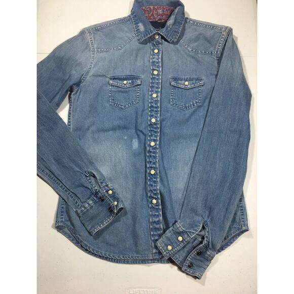 American Eagle Women Denim Button Up Shirt Size XS - Picture 2 of 7
